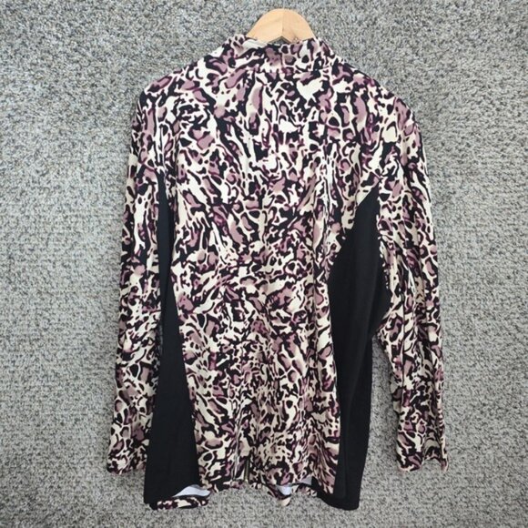 Susan Graver Jacket Womens Plus 3X Purple Animal Print Full Zip Weekend Ladies - Picture 7 of 7
